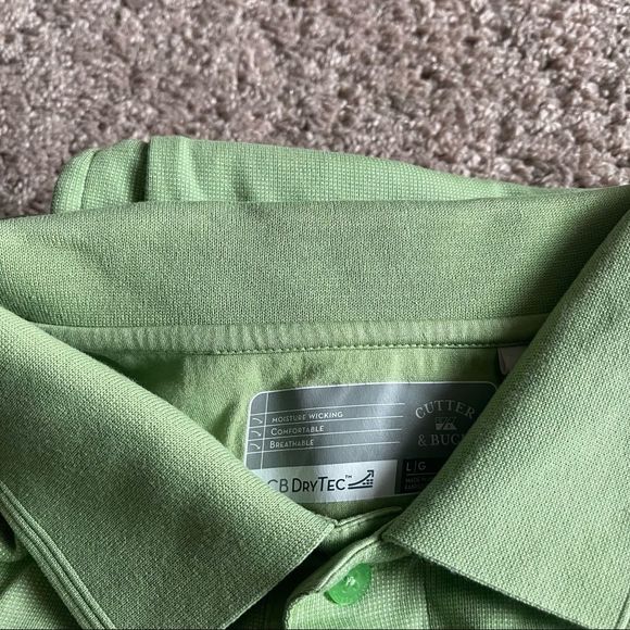 Cutter & Buck Green CB DryTec Short Sleeve Collard Golf Polo;SZ L;Good Condition - Picture 13 of 16